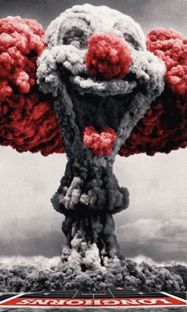 a picture of an explosion with a clown face and the word monopoly in red