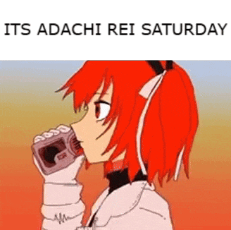 a cartoon of a girl with red hair drinking from a bottle