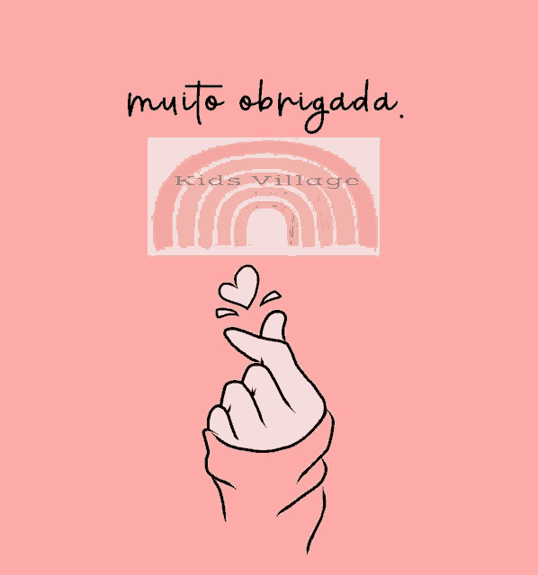 a drawing of a hand making a heart with the words muito obrigada written below it