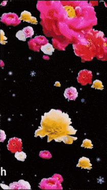 a painting of a woman surrounded by flowers with the letter h visible