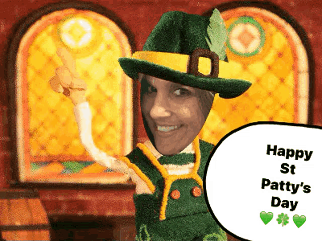 a picture of a leprechaun with a happy st patty 's day message