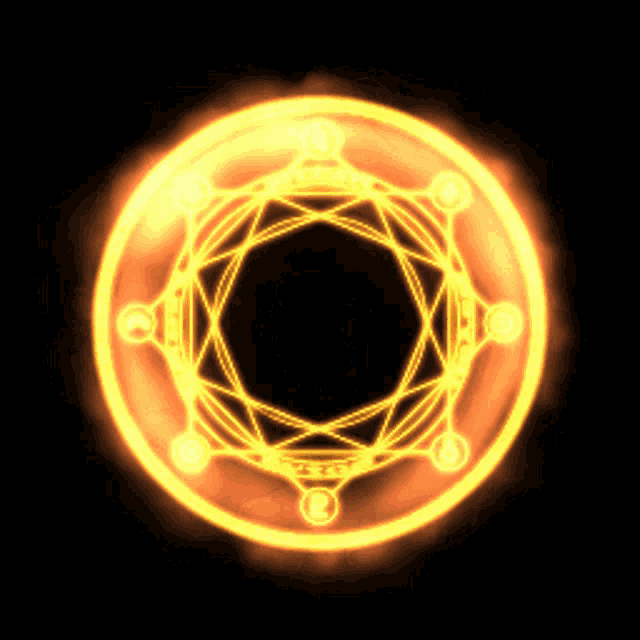 a glowing circle with the letter r on it