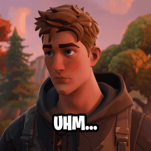 a cartoon character with the words uhm written on his face