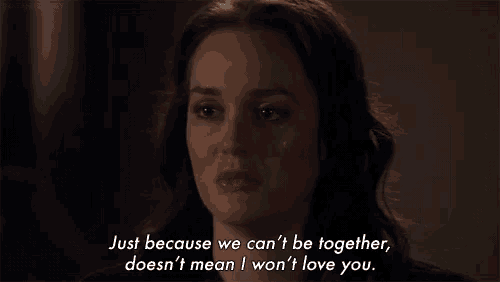 a woman is crying with the words just because we can 't be together