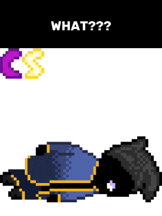 a pixel art drawing of a person with the words what on the top