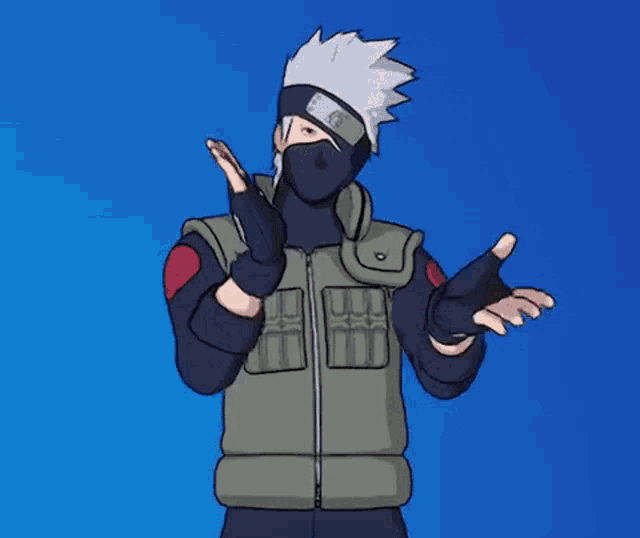 a cartoon character is wearing a mask and gloves and is making a gesture with his hands .