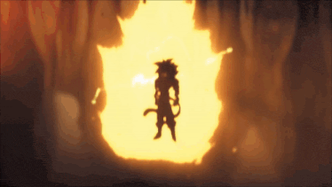 a silhouette of a person standing in front of a fire .