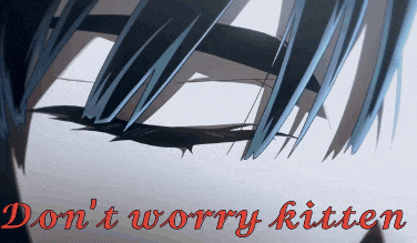 a close up of a person 's face with the words " don 't worry kitten "
