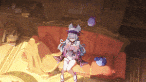 a pixel art of a girl sitting on a couch with a book