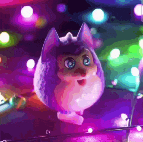 a stuffed animal is surrounded by christmas lights
