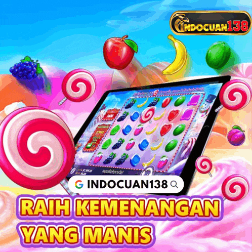 an advertisement for indocuan138 shows a tablet with a game on it