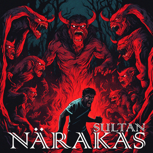 a poster of a man surrounded by demons with the name sultan narakas on it