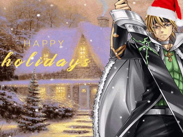 a christmas card with a man wearing a santa hat and the words happy holidays on it