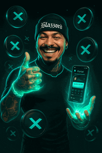 a man wearing a beanie that says glazord holds a phone in his hands