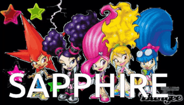 the word sapphire that is on a poster