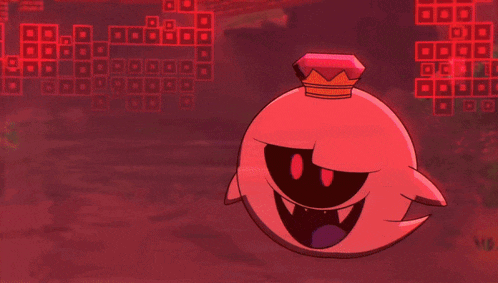 a cartoon character with a crown on his head and a tongue sticking out