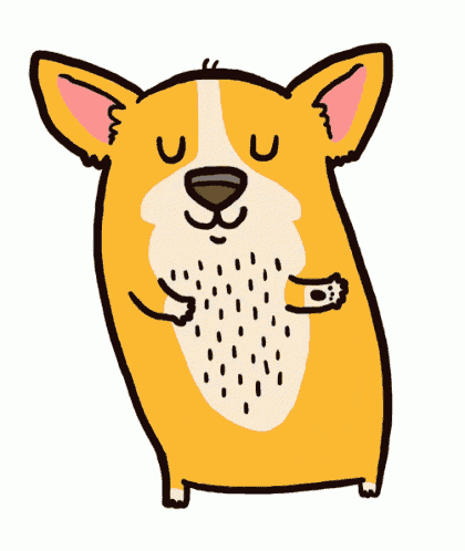 a cartoon drawing of a dog with its eyes closed and a beard