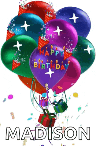 a bunch of colorful balloons with the words happy birthday on them