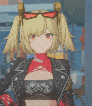a girl wearing sunglasses and a red top with the word rescue on it