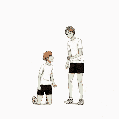 a cartoon of two boys standing next to each other on a white background .