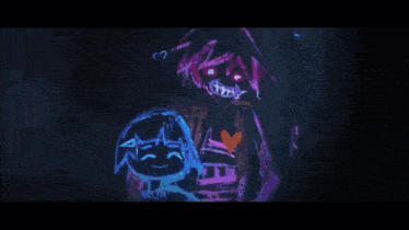 a drawing of a girl with a smile on her face is surrounded by glowing lights