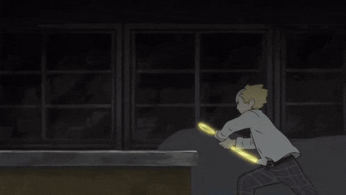a cartoon of a person with a light coming from their hand