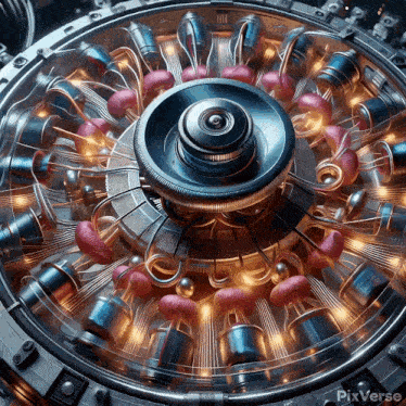 a close up of a machine that says pixverse on the bottom right