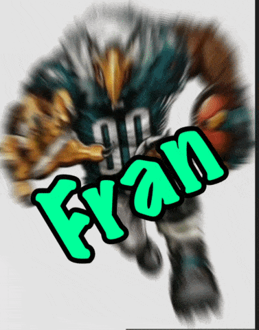 a blurred image of an eagle with the name fran
