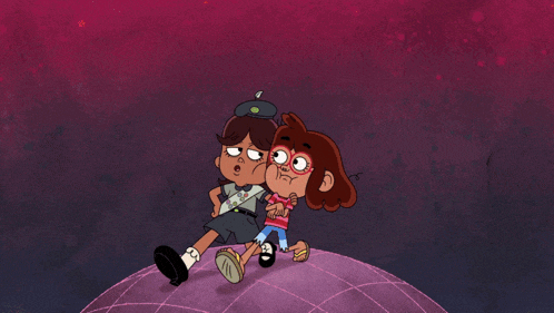 a cartoon drawing of a girl scout and a boy scout