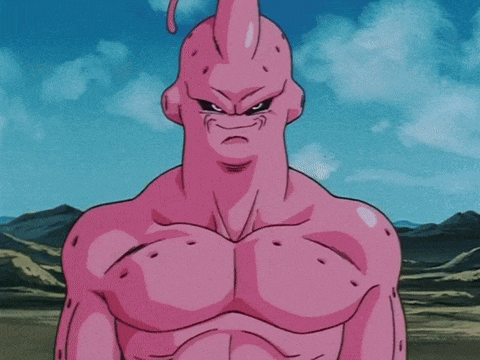 a cartoon character with a purple tongue sticking out
