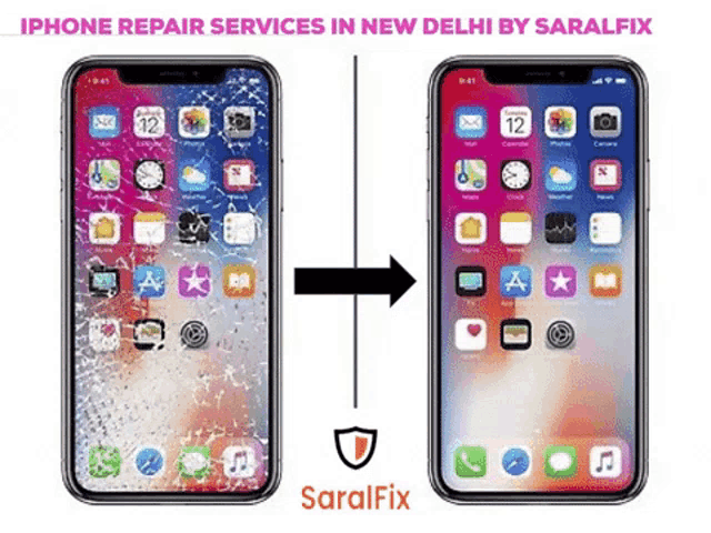 iphone repair services in new delhi by saralfix are shown