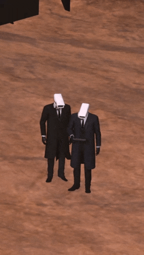 a man with a paper bag on his head sits next to a man with a paper bag on his head