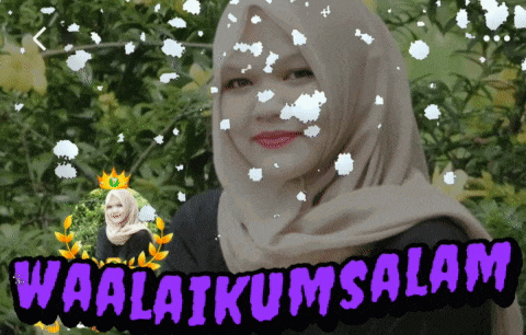a woman in a hijab is surrounded by flowers and the words waalaikumsalam