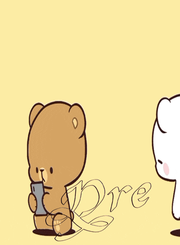a drawing of two bears with a speech bubble that says " ore "