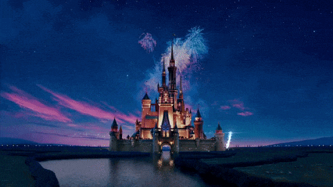 a picture of a disney castle with mickey mouse ears drawn on the sky