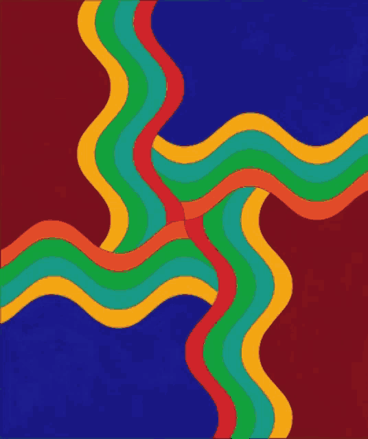a colorful swirl pattern on a blue background