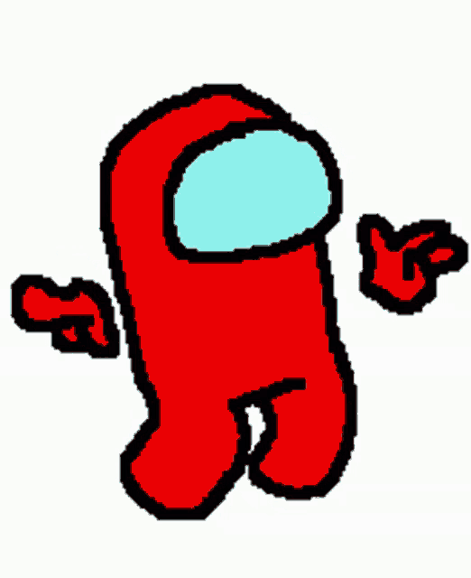 a pixel art of a red among us character with wings