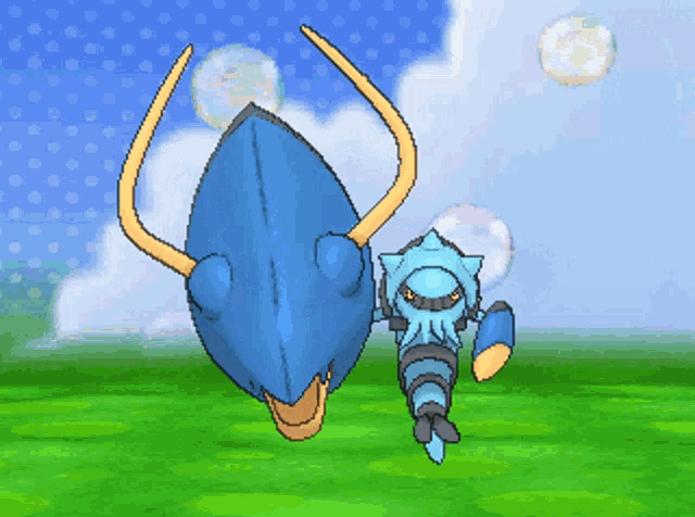 a cartoon drawing of a blue and yellow monster
