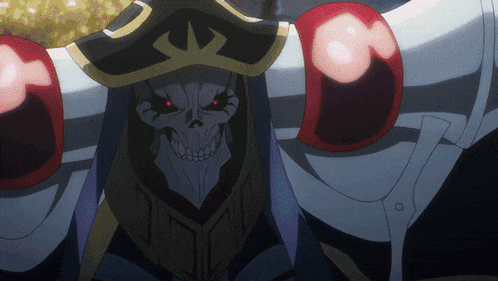 a cartoon character with a skull on his head