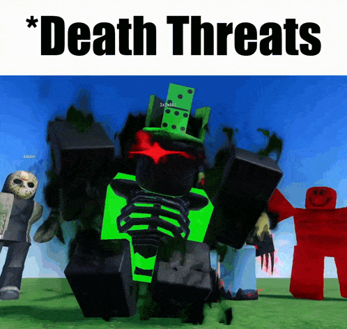 a screenshot of a video game with the words " death threats "