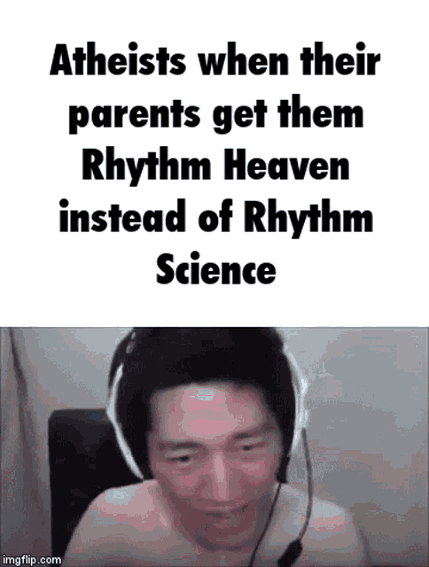a man wearing headphones and a microphone is talking on a video call .