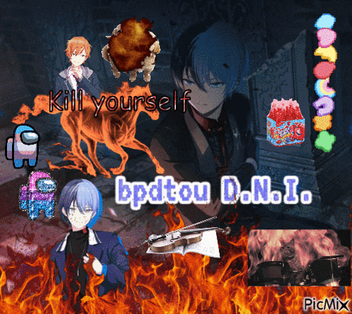a collage of anime characters with the words kill yourself
