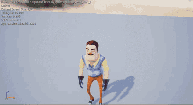 a cartoon character is holding a gun in front of a screen that says " previewing animation neighborhood "