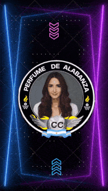 a perfume de alabanza logo with a picture of a woman in the center