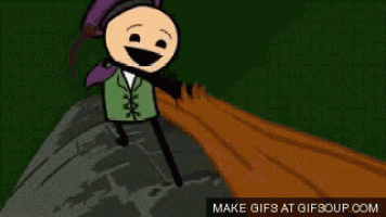 a cartoon character with a big smile on his face and the words make gifs at gifsoup.com on the bottom