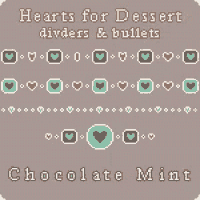 a set of hearts for dessert divider and bullets in chocolate mint