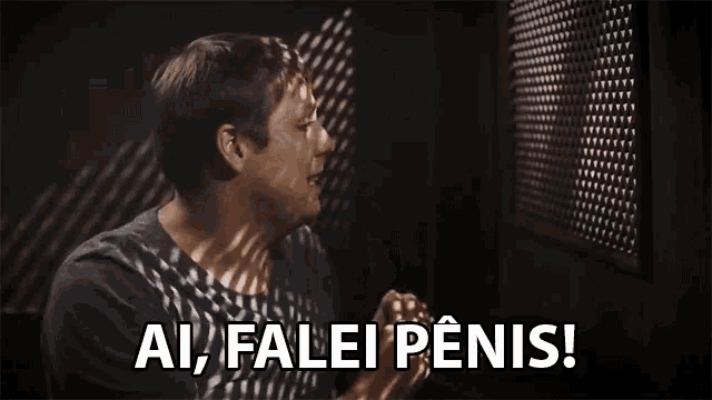 a man is looking through a hole in a wall with the words ai falei penis written below him