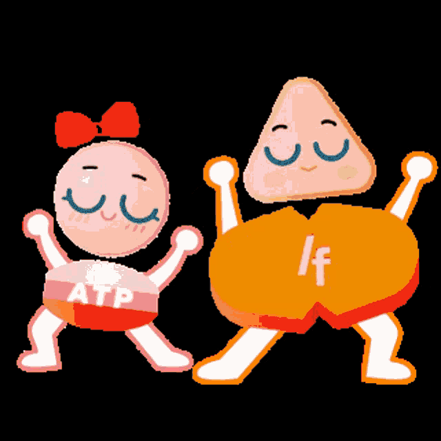 a cartoon drawing of a girl with a red bow and a boy with orange shorts that say if