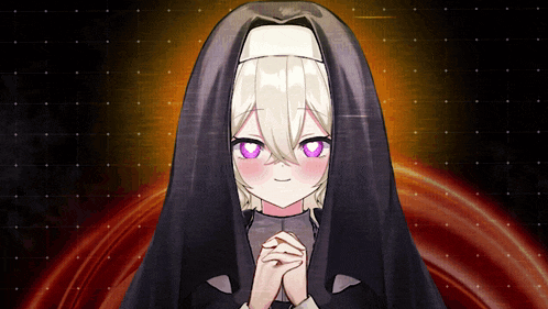 a girl with purple eyes is wearing a black robe