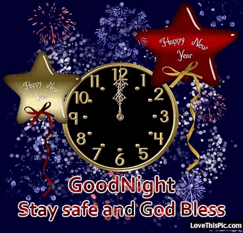a clock that says good night stay safe and god bless on it